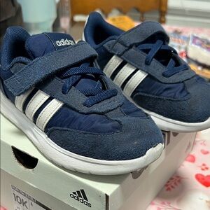 Adidas Kids Dark Blue and White Sneakers